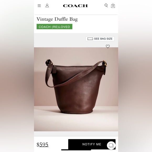 VINTAGE COACH XL #9085 Bucket Bag in Mahogany Brown leather - Picture 3 of 11
